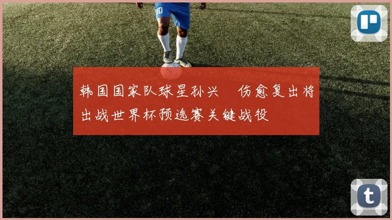 韩国国家队球星孙兴慜伤愈复出将出战世界杯预选赛关键战役